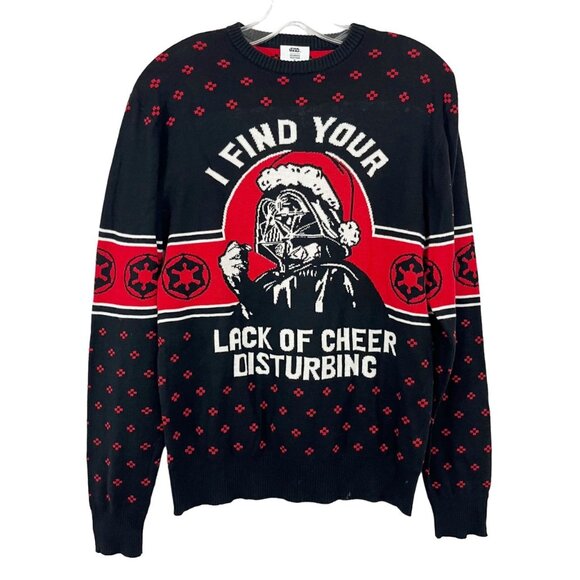 Star Wars Darth Vader Lack of Cheer Disturbing Fair Isle Christmas Sweater SMALL - Picture 1 of 5
